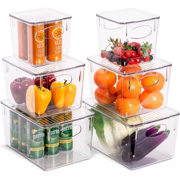 imageSorbus Clear Plastic Storage Bins with Lids  for Kitchen Organization Pantry Organizers and Storage Fridge Organizer Cabinet Organizer Refrigerator Organizer Bins  Clear Storage Bins 6 pack6 Pack