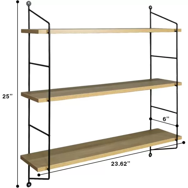imageSorbus Floating Shelf with Metal Brackets  Wall Mounted Rustic Wood Wall Storage Decorative Hanging Display for Trophy Photo Frames Collectibles and Much More 3Tier  GrayMaple