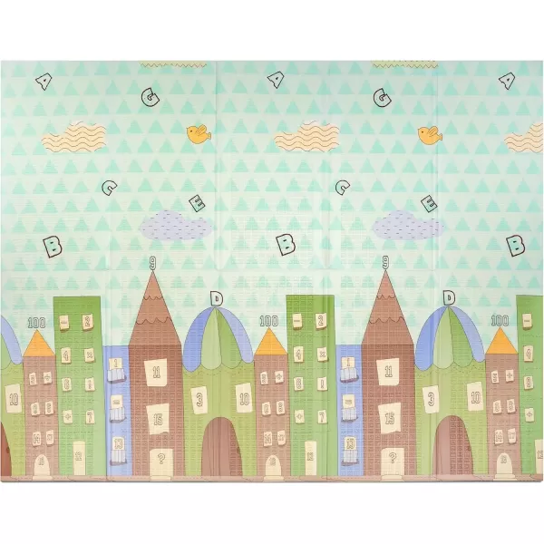 imageSorbus Foldable Baby Play Mat Kids Foam Mats for Floor with Travel Bag  Waterproof Foldable Play Mats for Babies Infants Toddlers and Kids Playtime ampamp Tummy Time 78x70x04 Charming NeighborhoodEasy Street