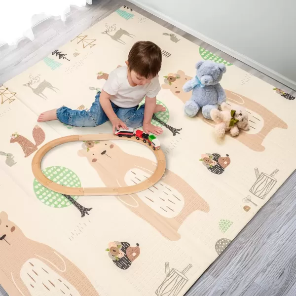 imageSorbus Foldable Baby Play Mat Kids Foam Mats for Floor with Travel Bag  Waterproof Foldable Play Mats for Babies Infants Toddlers and Kids Playtime ampamp Tummy Time 78x70x04 Charming NeighborhoodCharming Neighborhood