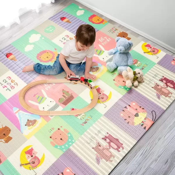 imageSorbus Foldable Baby Play Mat Kids Foam Mats for Floor with Travel Bag  Waterproof Foldable Play Mats for Babies Infants Toddlers and Kids Playtime ampamp Tummy Time 78x70x04 Charming NeighborhoodEasy Street