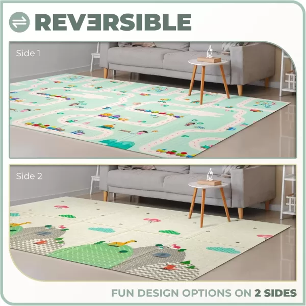 imageSorbus Foldable Baby Play Mat Kids Foam Mats for Floor with Travel Bag  Waterproof Foldable Play Mats for Babies Infants Toddlers and Kids Playtime ampamp Tummy Time 78x70x04 Charming NeighborhoodRoad Trip Route