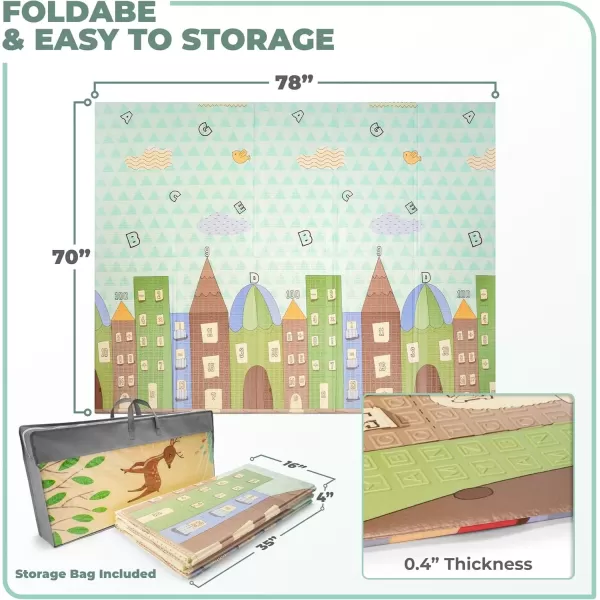 imageSorbus Foldable Baby Play Mat Kids Foam Mats for Floor with Travel Bag  Waterproof Foldable Play Mats for Babies Infants Toddlers and Kids Playtime ampamp Tummy Time 78x70x04 Charming NeighborhoodEasy Street