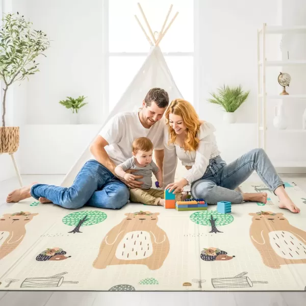 imageSorbus Foldable Baby Play Mat Kids Foam Mats for Floor with Travel Bag  Waterproof Foldable Play Mats for Babies Infants Toddlers and Kids Playtime ampamp Tummy Time 78x70x04 Charming NeighborhoodForest Friends