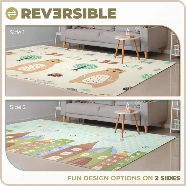 imageSorbus Foldable Baby Play Mat Kids Foam Mats for Floor with Travel Bag  Waterproof Foldable Play Mats for Babies Infants Toddlers and Kids Playtime ampamp Tummy Time 78x70x04 Charming NeighborhoodForest Friends