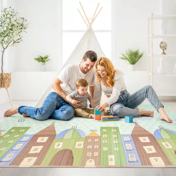 imageSorbus Foldable Baby Play Mat Kids Foam Mats for Floor with Travel Bag  Waterproof Foldable Play Mats for Babies Infants Toddlers and Kids Playtime ampamp Tummy Time 78x70x04 Charming NeighborhoodEasy Street