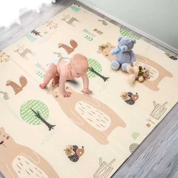 imageSorbus Foldable Baby Play Mat Kids Foam Mats for Floor with Travel Bag  Waterproof Foldable Play Mats for Babies Infants Toddlers and Kids Playtime ampamp Tummy Time 78x70x04 Charming NeighborhoodForest Friends