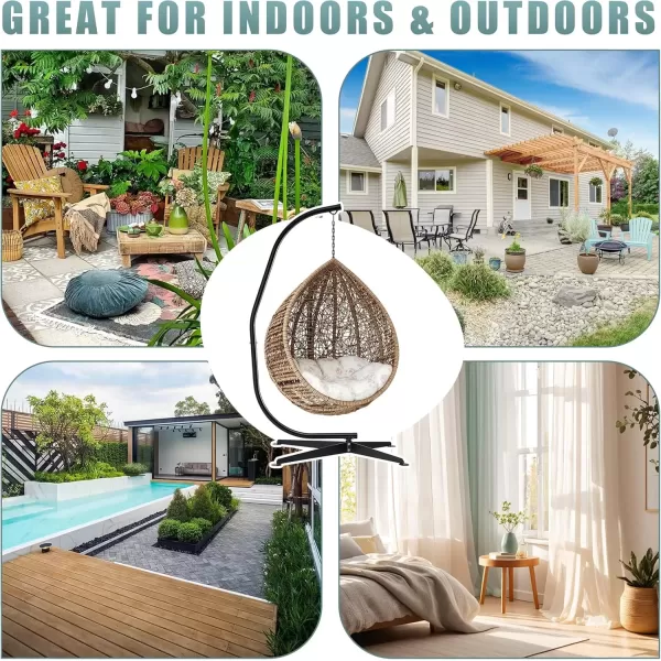 imageSorbus Hammock Chair Stand Hanging Chair Stand Heavy Duty Steel Sensory Swing Stand Weather ampamp Rust Resistant Arc Stand Adjustable Portable Stand 330lbs  TreeLoungerAir PorchIndoorOutdoorYard32 x 52 C Stand