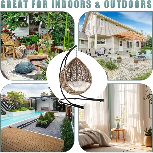 imageSorbus Hammock Chair Stand Hanging Chair Stand Heavy Duty Steel Sensory Swing Stand Weather ampamp Rust Resistant Arc Stand Adjustable Portable Stand 330lbs  TreeLoungerAir PorchIndoorOutdoorYard59 x 55 Arc Stand
