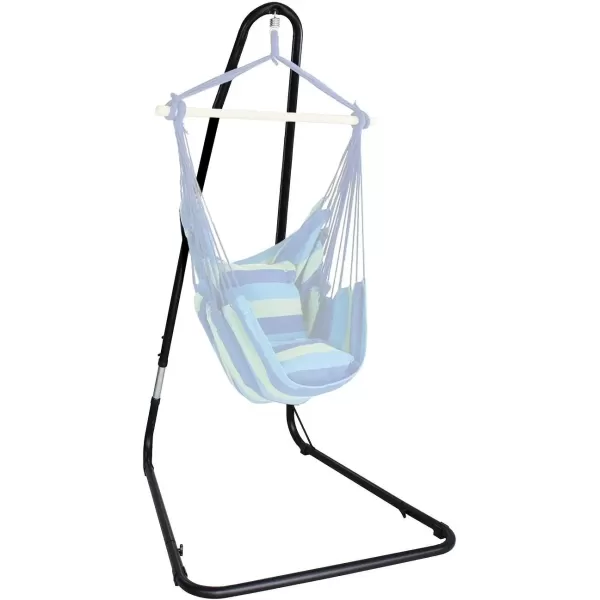 imageSorbus Hammock Chair Stand Hanging Chair Stand Heavy Duty Steel Sensory Swing Stand Weather ampamp Rust Resistant Arc Stand Adjustable Portable Stand 330lbs  TreeLoungerAir PorchIndoorOutdoorYard53 x 45 Adjustable Stand