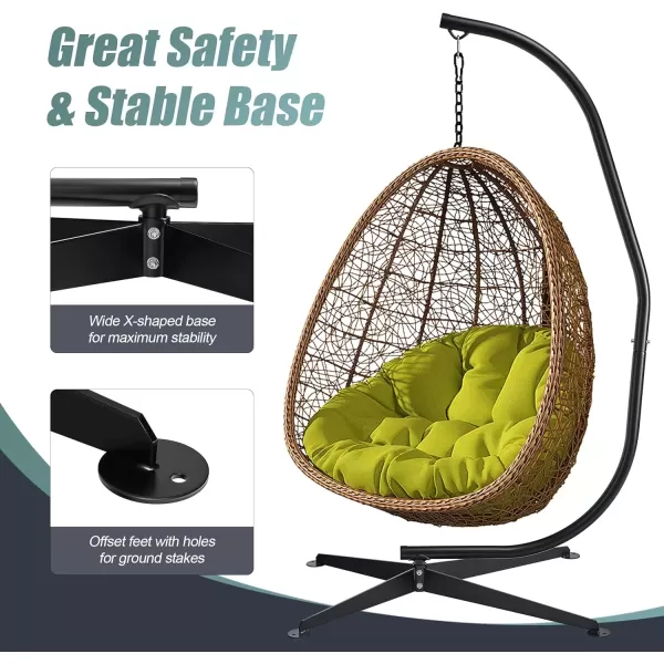 imageSorbus Hammock Chair Stand Hanging Chair Stand Heavy Duty Steel Sensory Swing Stand Weather ampamp Rust Resistant Arc Stand Adjustable Portable Stand 330lbs  TreeLoungerAir PorchIndoorOutdoorYard32 x 52 C Stand