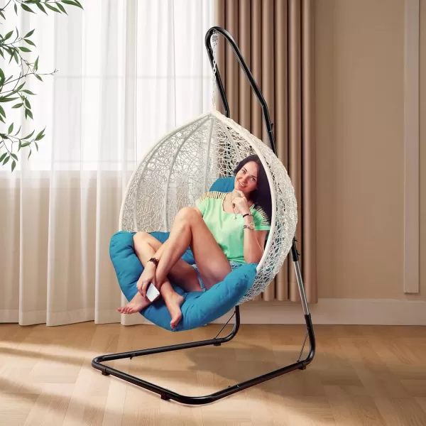 imageSorbus Hammock Chair Stand Hanging Chair Stand Heavy Duty Steel Sensory Swing Stand Weather ampamp Rust Resistant Arc Stand Adjustable Portable Stand 330lbs  TreeLoungerAir PorchIndoorOutdoorYard53 x 45 Adjustable Stand