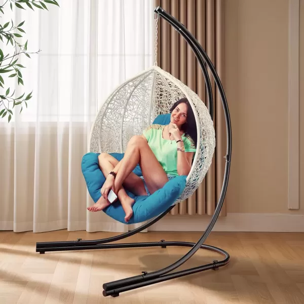 imageSorbus Hammock Chair Stand Hanging Chair Stand Heavy Duty Steel Sensory Swing Stand Weather ampamp Rust Resistant Arc Stand Adjustable Portable Stand 330lbs  TreeLoungerAir PorchIndoorOutdoorYard59 x 55 Arc Stand