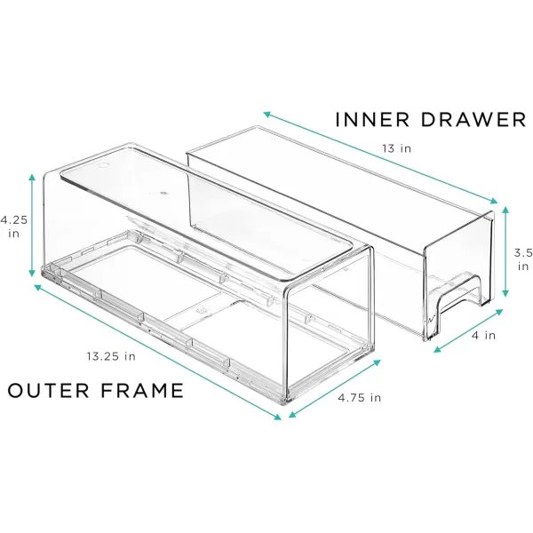 imageSorbus Large Clear Stackable Storage Drawers Plastic Storage Drawers with Handles Craft Clothes Medicine Makeup Closet Art Supply Bathroom Shoe Toy Storage Organizer 2 PackSmall Wide 2 Pack