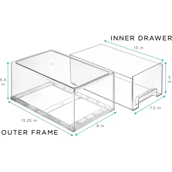 imageSorbus Large Clear Stackable Storage Drawers Plastic Storage Drawers with Handles Craft Clothes Medicine Makeup Closet Art Supply Bathroom Shoe Toy Storage Organizer 2 PackLarge 2 Pack