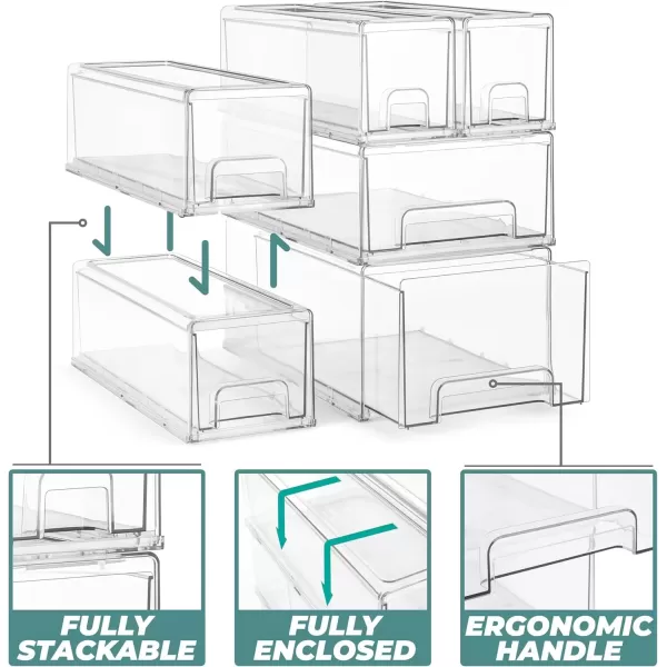 imageSorbus Large Clear Stackable Storage Drawers Plastic Storage Drawers with Handles Craft Clothes Medicine Makeup Closet Art Supply Bathroom Shoe Toy Storage Organizer 2 PackSmall 2 Pack
