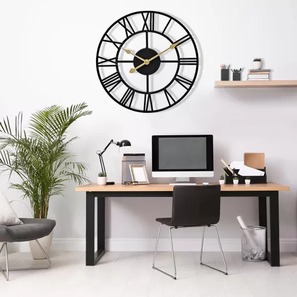 imageSorbus Large Wall Clock for Living Room Decor  24 inch Big Wall Clock Decorative  Battery Operated  Roman Numeral Analog Large Clock for Bedroom Room Home Kitchen Office Wall Decor WhiteBlack
