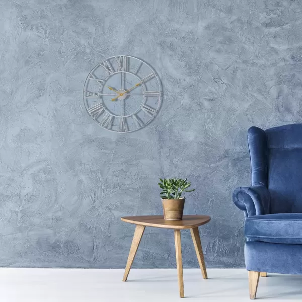 imageSorbus Large Wall Clock for Living Room Decor  24 inch Big Wall Clock Decorative  Battery Operated  Roman Numeral Analog Large Clock for Bedroom Room Home Kitchen Office Wall Decor WhiteSilver