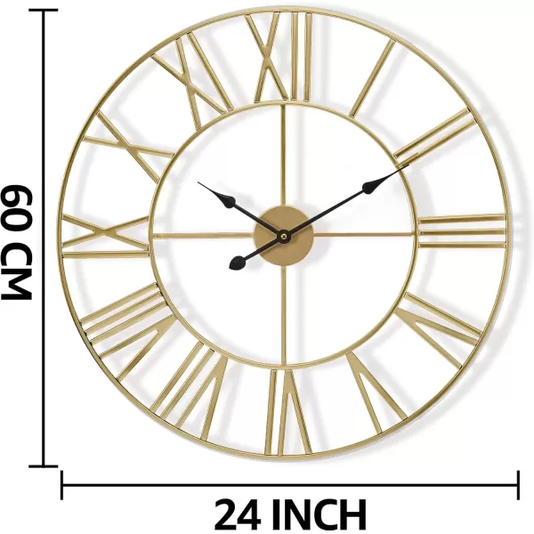 imageSorbus Large Wall Clock for Living Room Decor  24 inch Big Wall Clock Decorative  Battery Operated  Roman Numeral Analog Large Clock for Bedroom Room Home Kitchen Office Wall Decor WhiteGold