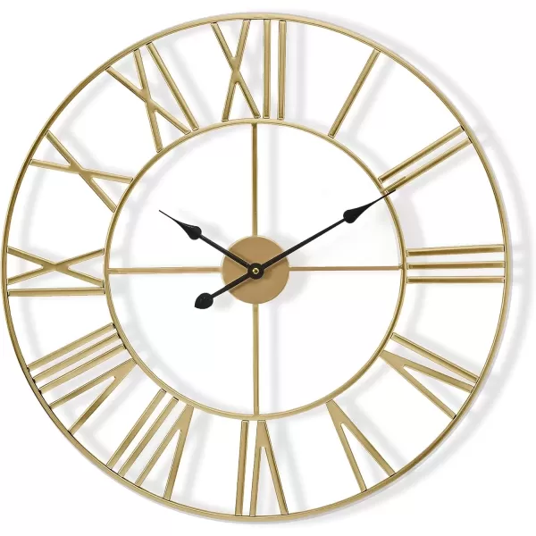 imageSorbus Large Wall Clock for Living Room Decor  24 inch Big Wall Clock Decorative  Battery Operated  Roman Numeral Analog Large Clock for Bedroom Room Home Kitchen Office Wall Decor WhiteGold