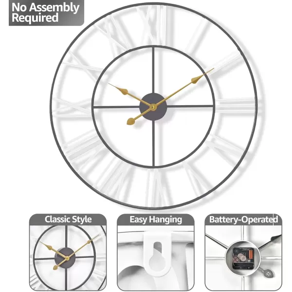 imageSorbus Large Wall Clock for Living Room Decor  24 inch Big Wall Clock Decorative  Battery Operated  Roman Numeral Analog Large Clock for Bedroom Room Home Kitchen Office Wall Decor WhiteWhite