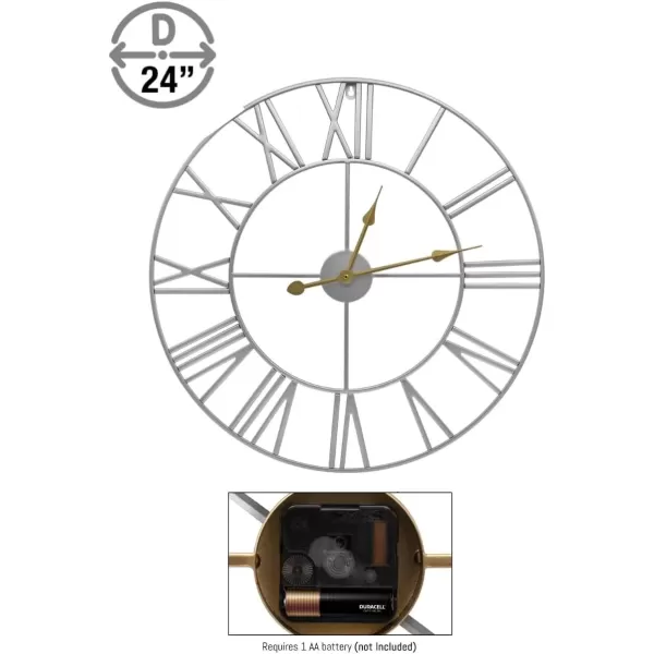 imageSorbus Large Wall Clock for Living Room Decor  24 inch Big Wall Clock Decorative  Battery Operated  Roman Numeral Analog Large Clock for Bedroom Room Home Kitchen Office Wall Decor WhiteSilver