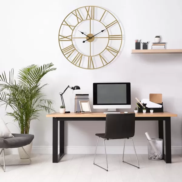 imageSorbus Large Wall Clock for Living Room Decor  24 inch Big Wall Clock Decorative  Battery Operated  Roman Numeral Analog Large Clock for Bedroom Room Home Kitchen Office Wall Decor WhiteGold