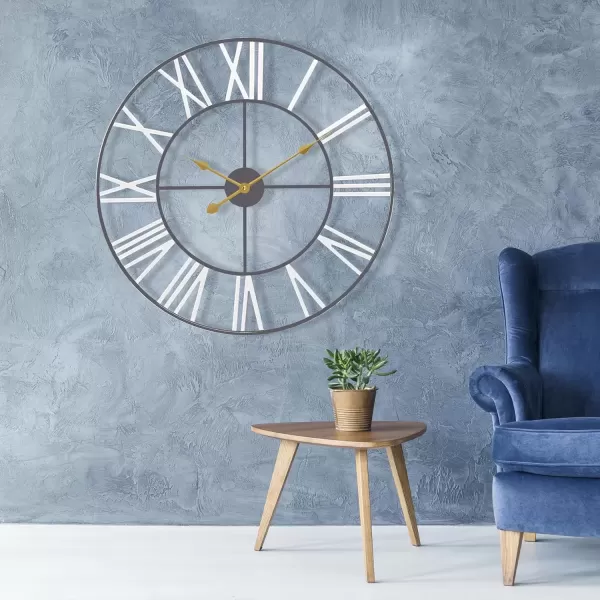 imageSorbus Large Wall Clock for Living Room Decor  24 inch Big Wall Clock Decorative  Battery Operated  Roman Numeral Analog Large Clock for Bedroom Room Home Kitchen Office Wall Decor WhiteWhite