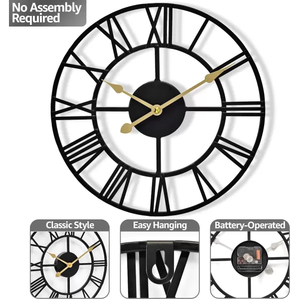 imageSorbus Large Wall Clock for Living Room Decor  24 inch Big Wall Clock Decorative  Battery Operated  Roman Numeral Analog Large Clock for Bedroom Room Home Kitchen Office Wall Decor WhiteBlack
