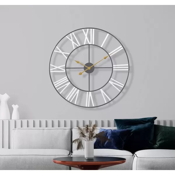 imageSorbus Large Wall Clock for Living Room Decor  24 inch Big Wall Clock Decorative  Battery Operated  Roman Numeral Analog Large Clock for Bedroom Room Home Kitchen Office Wall Decor WhiteWhite