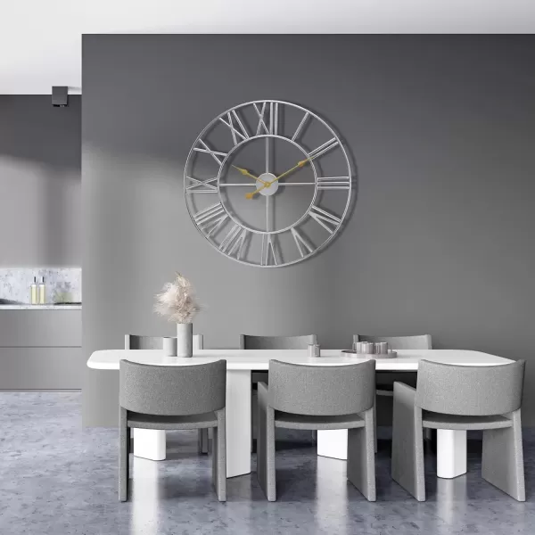 imageSorbus Large Wall Clock for Living Room Decor  24 inch Big Wall Clock Decorative  Battery Operated  Roman Numeral Analog Large Clock for Bedroom Room Home Kitchen Office Wall Decor WhiteSilver