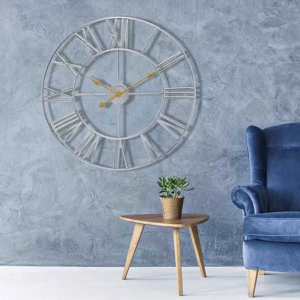 imageSorbus Large Wall Clock for Living Room Decor  24 inch Big Wall Clock Decorative  Battery Operated  Roman Numeral Analog Large Clock for Bedroom Room Home Kitchen Office Wall Decor WhiteSilver