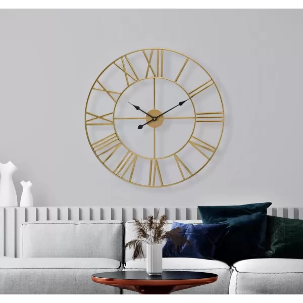 imageSorbus Large Wall Clock for Living Room Decor  24 inch Big Wall Clock Decorative  Battery Operated  Roman Numeral Analog Large Clock for Bedroom Room Home Kitchen Office Wall Decor WhiteGold