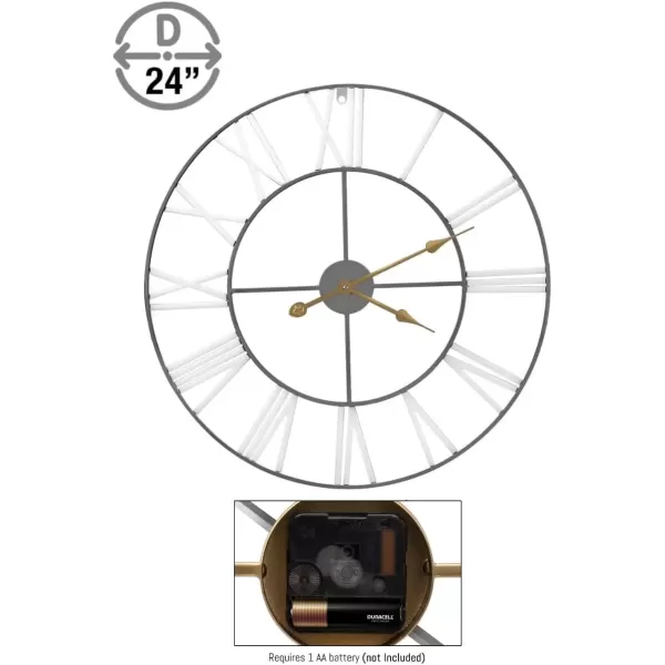 imageSorbus Large Wall Clock for Living Room Decor  24 inch Big Wall Clock Decorative  Battery Operated  Roman Numeral Analog Large Clock for Bedroom Room Home Kitchen Office Wall Decor WhiteWhite
