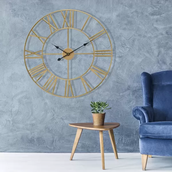 imageSorbus Large Wall Clock for Living Room Decor  24 inch Big Wall Clock Decorative  Battery Operated  Roman Numeral Analog Large Clock for Bedroom Room Home Kitchen Office Wall Decor WhiteGold