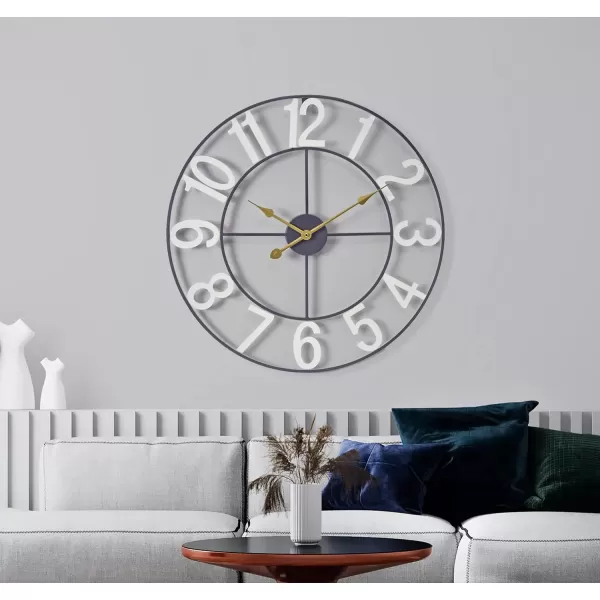 imageSorbus Large Wall Clock for Living Room Decor  Wall Clock for Kitchen  16 inch Big Wall Clock Decorative  Metal Wall Art  Analog Large Clock for Bedroom Home Kitchen Office Wall Decor WhiteWhite