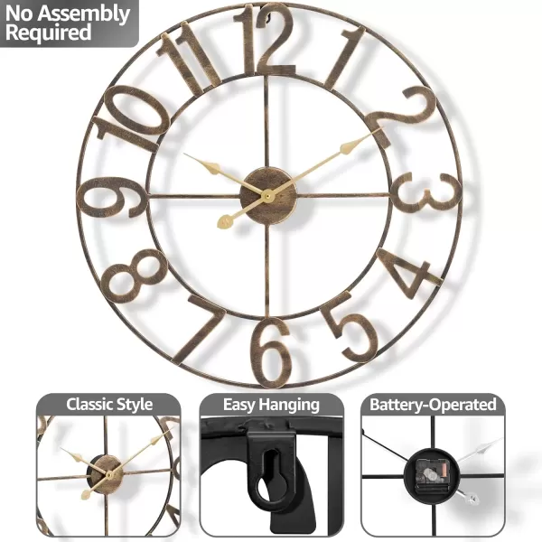 imageSorbus Large Wall Clock for Living Room Decor  Wall Clock for Kitchen  16 inch Big Wall Clock Decorative  Metal Wall Art  Analog Large Clock for Bedroom Home Kitchen Office Wall Decor WhiteBronze