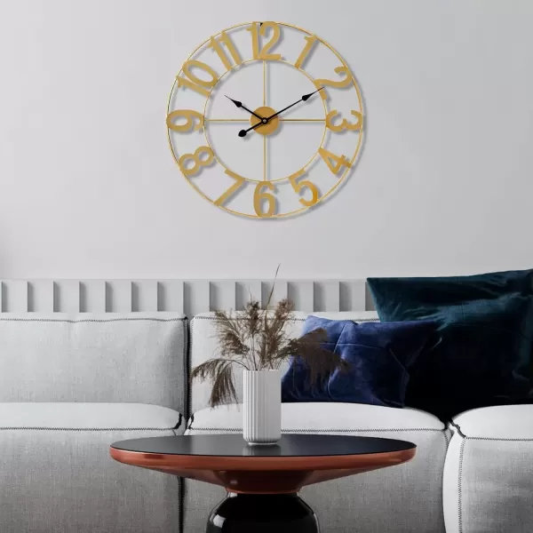 imageSorbus Large Wall Clock for Living Room Decor  Wall Clock for Kitchen  16 inch Big Wall Clock Decorative  Metal Wall Art  Analog Large Clock for Bedroom Home Kitchen Office Wall Decor WhiteGold