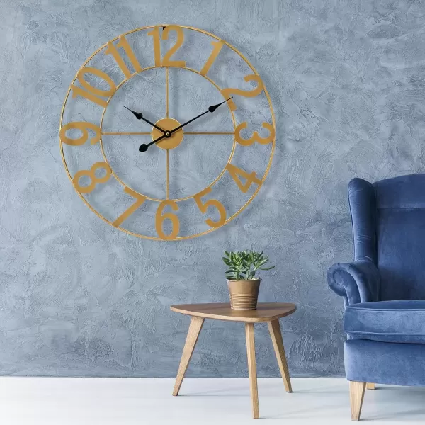 imageSorbus Large Wall Clock for Living Room Decor  Wall Clock for Kitchen  16 inch Big Wall Clock Decorative  Metal Wall Art  Analog Large Clock for Bedroom Home Kitchen Office Wall Decor WhiteGold