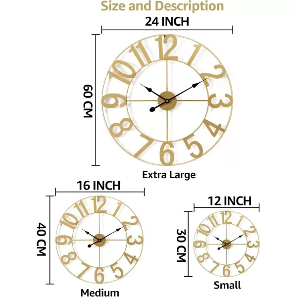 imageSorbus Large Wall Clock for Living Room Decor  Wall Clock for Kitchen  16 inch Big Wall Clock Decorative  Metal Wall Art  Analog Large Clock for Bedroom Home Kitchen Office Wall Decor WhiteGold
