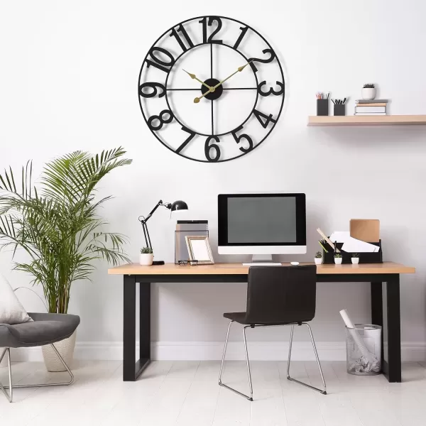 imageSorbus Large Wall Clock for Living Room Decor  Wall Clock for Kitchen  16 inch Big Wall Clock Decorative  Metal Wall Art  Analog Large Clock for Bedroom Home Kitchen Office Wall Decor WhiteBlack