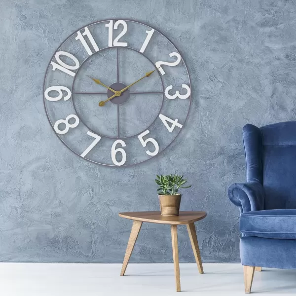 imageSorbus Large Wall Clock for Living Room Decor  Wall Clock for Kitchen  16 inch Big Wall Clock Decorative  Metal Wall Art  Analog Large Clock for Bedroom Home Kitchen Office Wall Decor WhiteWhite