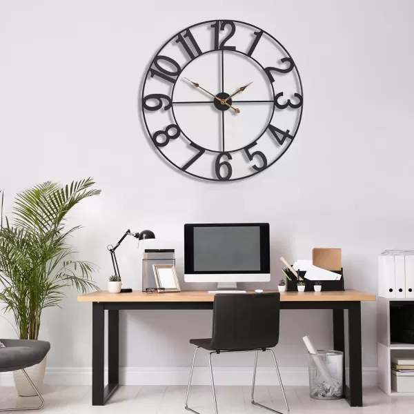 imageSorbus Large Wall Clock for Living Room Decor  Wall Clock for Kitchen  16 inch Big Wall Clock Decorative  Metal Wall Art  Analog Large Clock for Bedroom Home Kitchen Office Wall Decor WhiteBlack