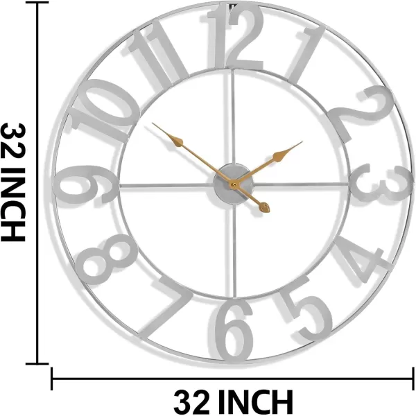 imageSorbus Large Wall Clock for Living Room Decor  Wall Clock for Kitchen  16 inch Big Wall Clock Decorative  Metal Wall Art  Analog Large Clock for Bedroom Home Kitchen Office Wall Decor WhiteSilver