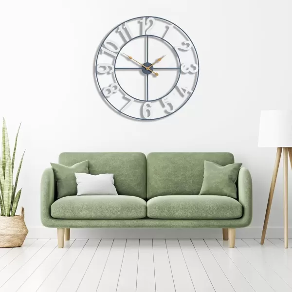 imageSorbus Large Wall Clock for Living Room Decor  Wall Clock for Kitchen  16 inch Big Wall Clock Decorative  Metal Wall Art  Analog Large Clock for Bedroom Home Kitchen Office Wall Decor WhiteWhite