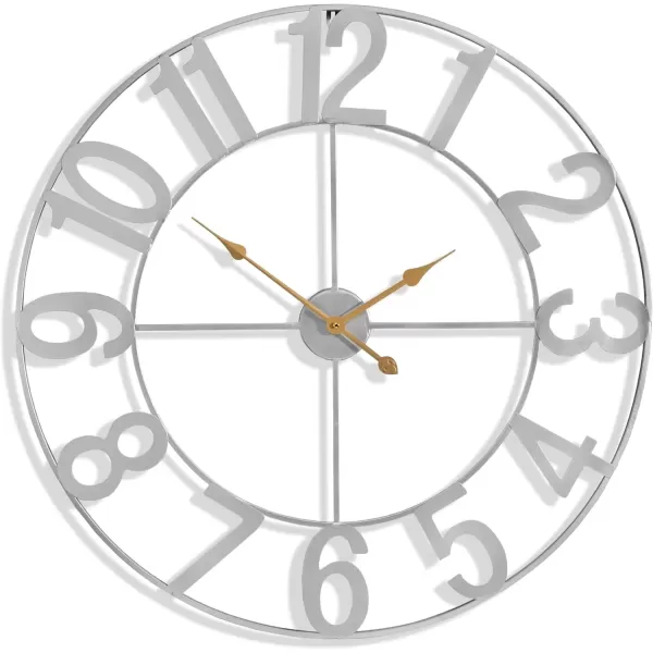 imageSorbus Large Wall Clock for Living Room Decor  Wall Clock for Kitchen  16 inch Big Wall Clock Decorative  Metal Wall Art  Analog Large Clock for Bedroom Home Kitchen Office Wall Decor WhiteSilver