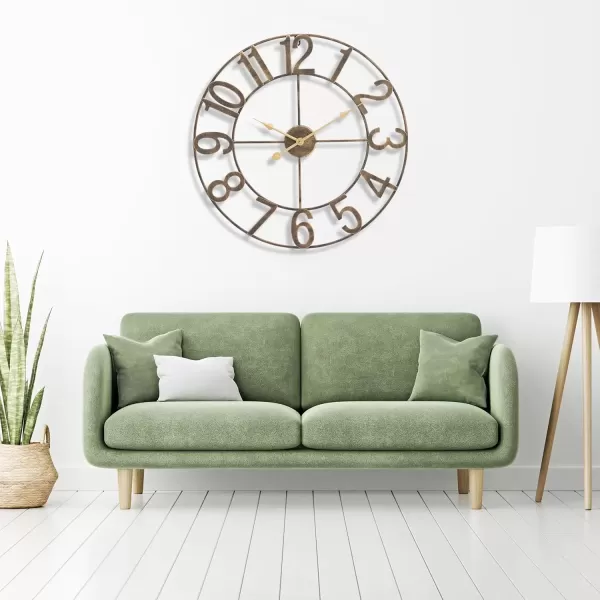imageSorbus Large Wall Clock for Living Room Decor  Wall Clock for Kitchen  16 inch Big Wall Clock Decorative  Metal Wall Art  Analog Large Clock for Bedroom Home Kitchen Office Wall Decor WhiteBronze