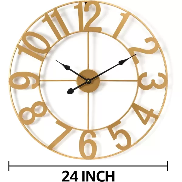 imageSorbus Large Wall Clock for Living Room Decor  Wall Clock for Kitchen  16 inch Big Wall Clock Decorative  Metal Wall Art  Analog Large Clock for Bedroom Home Kitchen Office Wall Decor WhiteGold