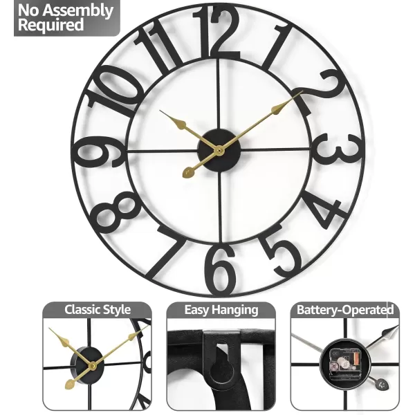 imageSorbus Large Wall Clock for Living Room Decor  Wall Clock for Kitchen  16 inch Big Wall Clock Decorative  Metal Wall Art  Analog Large Clock for Bedroom Home Kitchen Office Wall Decor WhiteBlack