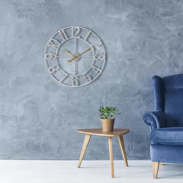 imageSorbus Large Wall Clock for Living Room Decor  Wall Clock for Kitchen  16 inch Big Wall Clock Decorative  Metal Wall Art  Analog Large Clock for Bedroom Home Kitchen Office Wall Decor WhiteSilver